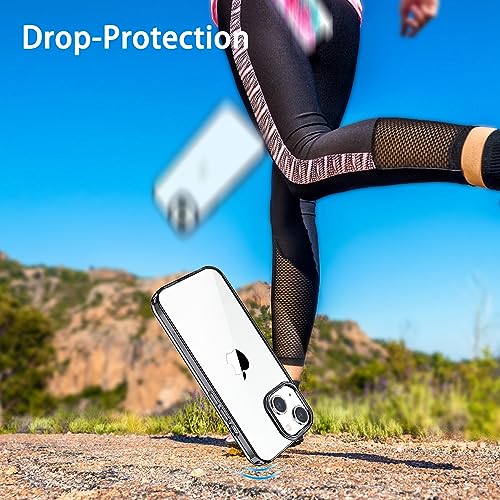 JJGoo Compatiable with iPhone 14 Case Clear, Transparent Shockproof Phone Case, Slim Anti-Scratch Hard PC Back Protective Cover Bumper, Transparent Black - color: Transparent Black