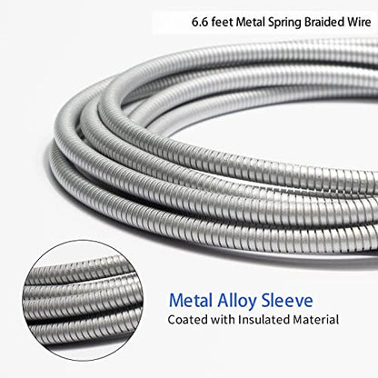MFi Certified Lightning Cable [2 Pack 6.6 Feet] Metal Braided Type C to Lightning Cable with Short-Circuit Resistant Insulation Coated Jacket, Fast Charging