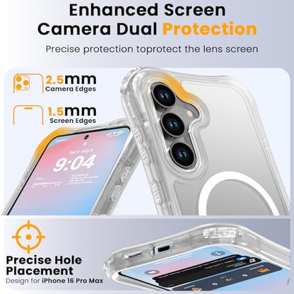 WRJ Magnetic Matte for Samsung Galaxy S26 FE Case,Samsung S25 FE Case [Fit for MagSafe][Military Grade Drop Protection] Translucent Shockproof Protective Phone Case-Clear - color: Clear, style: Matte