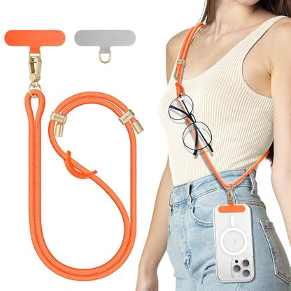 SURPHY Phone Lanyard Crossbody, Phone Strap Crossbody with 2 Tether Tabs - color: Orange