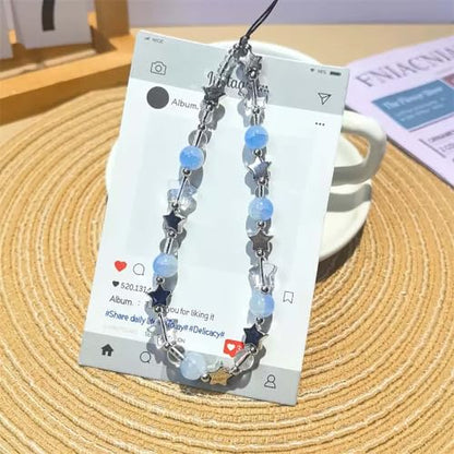 Beaded Phone Charm Lanyard Strap Girly Style Fixed Beads Pearl Lanyards - color: PH-prhd-1