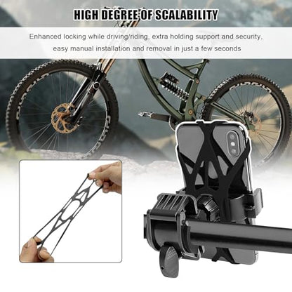 4PCS Motorcycle Phone Mount Tether, Anti-Slip Silicone Security Band Bike Cellphone Mount Tethers, Universal Cycling Phone Holder Grip Strap for Motorcycles Bikes Scooters - color: 4PCS