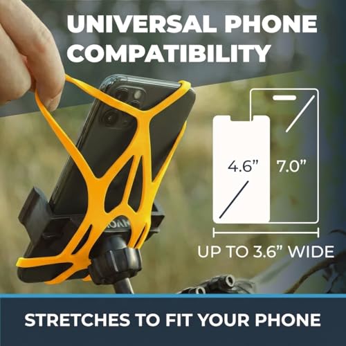 Roam Universal Cell Phone Holder Net Mount - Adjustable Up to 3.6" W x 7" L - 360° Rotation - Hands Free Navigation System for Motorcycle eBike Dirt Road Cruiser Scooter - Orange