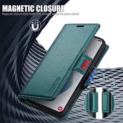 Samsung Galaxy S21 5G Wallet Case with Card Holder RFID Blocking Kickstand Magnetic,Leather Flip Case for Samsung Galaxy S21 5G 6.2 Inch (Fashion Green) - color: Fashion Green, size: S21 5G 6.2"