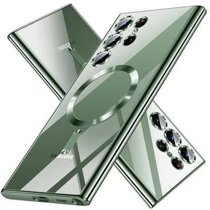 Hurgoer for Samsung Galaxy S24 Ultra Case（Only）.Magnetic Cover for S24 Ultra，Glossy Slim Thin Soft funda capa para 6.8 inch.Compatible with MagSafe (Green) - color: Green