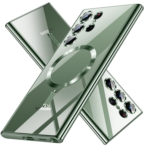 Hurgoer for Samsung Galaxy S24 Ultra Case（Only）.Magnetic Cover for S24 Ultra，Glossy Slim Thin Soft funda capa para 6.8 inch.Compatible with MagSafe (Green) - color: Green