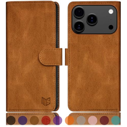 SUANPOT Compatible with iPhone 17 Pro 6.3" Wallet case with RFID Blocking Credit Card Holder,Flip Book PU Leather Protective Cover Women Men for Apple 17 Pro Phone case Light Coffee - color: Light Coffee, size: iPhone 17 Pro 6.3"