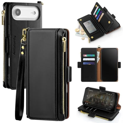 Antsturdy for iPhone 17 Air Phone Wallet Case Women,Black - color: Black
