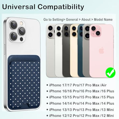 for MagSafe Wallet,Magnetic Card Holder for Phone Case - color: Blue Polka Dots
