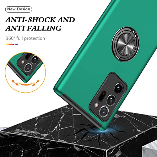for Note 20 Ultra Case, Samsung Galaxy Note 20 Ultra Case with Self Healing Flexible TPU Screen Protective [2 Pack], Military Grade Invisible Kickstand Case for Samsung Note 20 Ultra 5G-Green - color: YX-Green