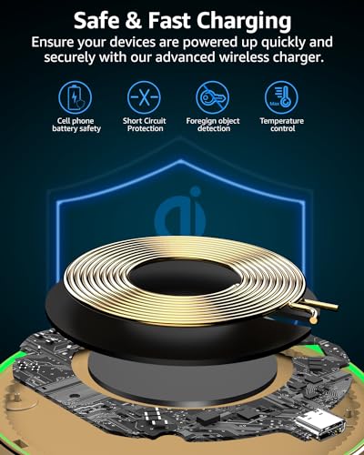 TOZO W1 New Anti-Slip Aircraft-Grade Aluminum Wireless Charger 15W Max Fast Wireless Charging Pad Compatible with iPhone 17/17 Pro/17 Pro Max/Air/16/15/14/SE Series, Samsung Galaxy S25/S24/S23