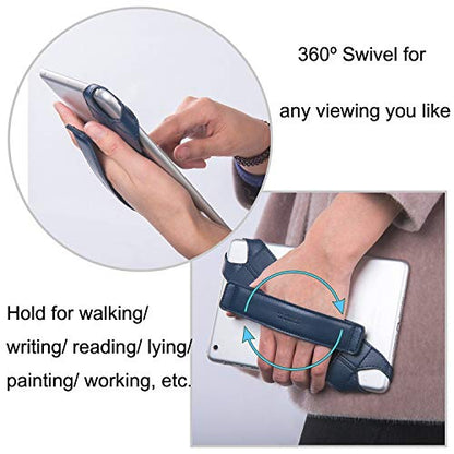 joylink Universal Tablet Hand Strap Holder, 360 Degrees Swivel Leather Handle Grip with Elastic Belt, Secure & Portable for 7.9" Tablets (Samsung Asus Acer Google iPad mini), Brown… - color: Brown