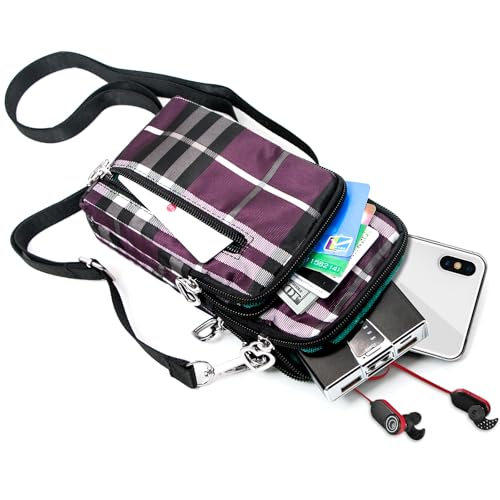 BIAOTIE Lightweight Small Crossbody bags Cell Phone Purses Travel Pouch Shoulder Bag for Women - color: Purple Stripes