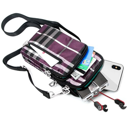 BIAOTIE Lightweight Small Crossbody bags Cell Phone Purses Travel Pouch Shoulder Bag for Women - color: Purple Stripes