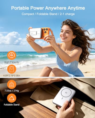 Qi2.2 25W Wireless Power Bank 10,000mAh, Magnetic Charger for MagSafe