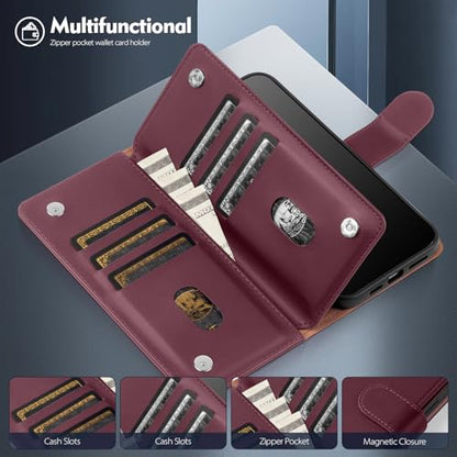 Shieldtop Compatible with Samsung Galaxy S24+ Plus Wallet Case with Card Holder,Women Men RFID Blocking PU Leather Flip TPU Protective Cover Credit Card Slots,Phone Case for S24 Plus,Wine Red - color: Wine Red, size: Samsung Galaxy S24 Plus - 6.7"