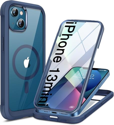 Miracase for iPhone 13 mini Case 5.4",Built-in Screen Protector,Dark Blue | Full-Body Protection,Magnetic with MagSafe,Military-Grade Drop Protection Outdoor Cover Bumper for iPhone 13 mini - color: Magnetic Blue, size: iPhone 13 mini