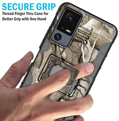 Nakedcellphone Rugged Combo for Jitterbug Smart 4 Phone Case - Camo | Hybrid Cover + Belt Clip Holster, Rotating Holder, Ring Grip, with Kickstand, Mounting Plate, Fits Lively Smart4 or TCL 40XL - color: Camo