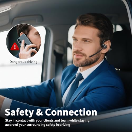 Bluetooth Headset with Microphone,Open Ear Headphones with Mic, Dual Connect Bluetooth 5.4 with AI Noise Cancelling Mic & Mute Function, Wireless Headset for Work