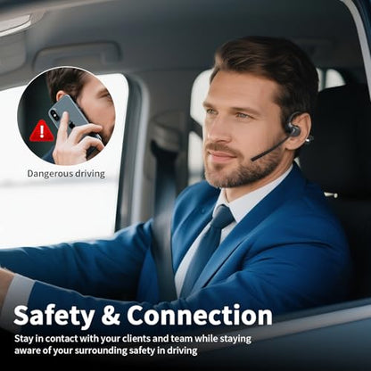 Bluetooth Headset with Microphone,Open Ear Headphones with Mic, Dual Connect Bluetooth 5.4 with AI Noise Cancelling Mic & Mute Function, Wireless Headset for Work