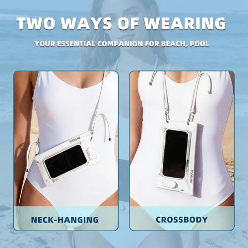 Vacuum Waterproof Phone Pouch - IPX8 Professional Cell Phone Dry Bag with Lanyard, Essential for Beach & Cruise, Universal Waterproof Case Fits All Smartphones up to 7.7" (1, White) - color: White