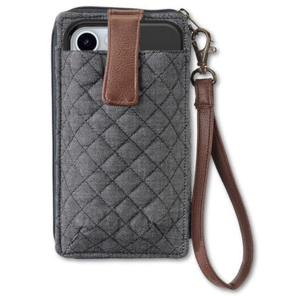 Bella Taylor Cell Phone Wristlet, Quilted Phone Wallet for Women | Lightweight, RFID blocking, phone pocket, built-in wallet, card organizer, coin pocket, secure zipper, quality construction - color: Dark Denim