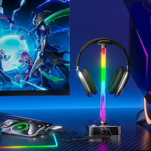 cozoo Headphone Stand with Charger, USB C, Gifts for Gamers Men, Gray Pro - color: Gray Pro