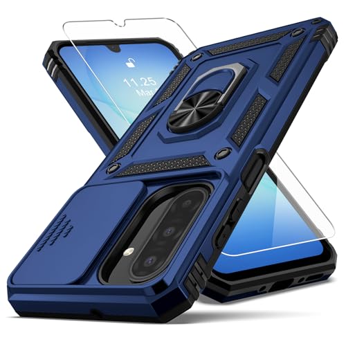 for Samsung Galaxy A17 5G Case with Camera Lens Cover, 10 FT Military Grade Drop Protection, Magnetic Ring Holder Kickstand Protective Phone Case, Navy Blue - color: Navy Blue, size: Galaxy A17 5G