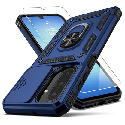 for Samsung Galaxy A17 5G Case with Camera Lens Cover, 10 FT Military Grade Drop Protection, Magnetic Ring Holder Kickstand Protective Phone Case, Navy Blue - color: Navy Blue, size: Galaxy A17 5G