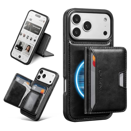 Antsturdy Compatible with MagSafe iPhone 17 Pro Max Wallet Case,Black | 2 in 1 Detachable Magnetic,Credit Card Holder Slots,RFID Blocking,PU Leather,Kickstand,Flip Folio Phone Cover for Men & Women - color: Black, size: iPhone 17 Pro Max - 6.9"