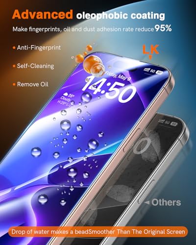 LK 3 Pack for iPhone 15 Pro Max Screen Protector [One-Pull Install]
