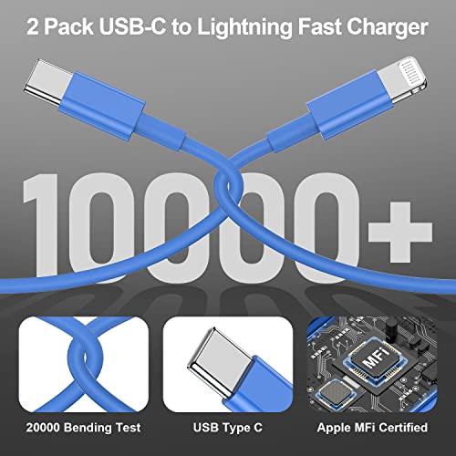 2Pack for iPhone14/13/12 Fast Charger Cable Blue 6ft[Apple MFi Certified] - color: Blue, size: 6 feet