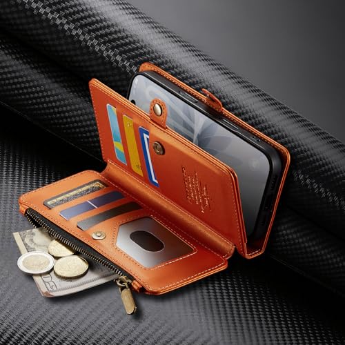 Defencase for iPhone 17 Wallet Case with RFID Blocking Card Holder, Orange - color: Orange