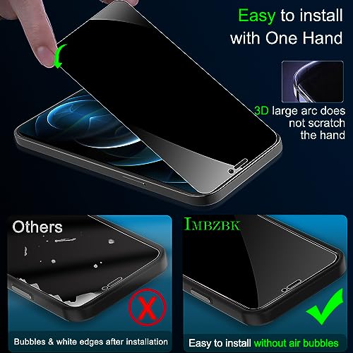 IMBZBK 3 Pack Privacy Screen Protector for iPhone 12 Pro Max,Tempered Glass - size: iPhone 12 Pro Max 6.7 inch