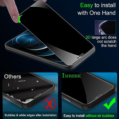 IMBZBK 3 Pack Privacy Screen Protector for iPhone 12 Pro Max,Tempered Glass - size: iPhone 12 Pro Max 6.7 inch