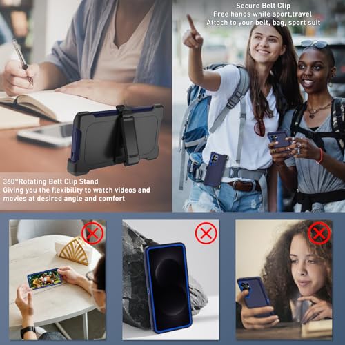 FOR Samsung Galaxy S26 ultra case, S26 ultra Heavy Duty case,with A Tempered Glass Screen Protector, [Military Grade Protective ] [Shockproof] [Dropproof] [Dust-Proof] (with Belt Clip-Dark Blue) - color: with Belt Clip-Dark Blue