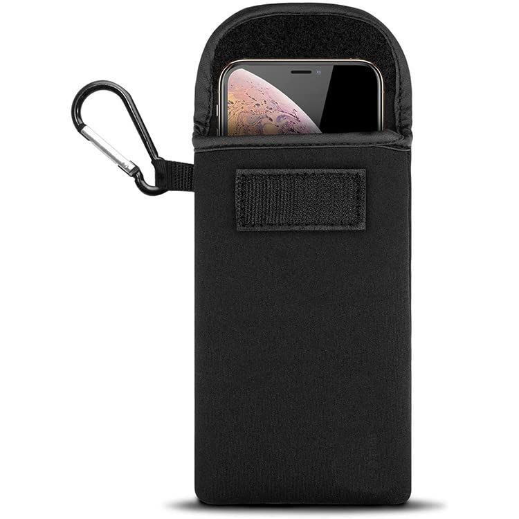 Universal Neoprene Cell Phone Sleeve Shock Proof Pouch Carabiner Hook Case for iPhone 17 Pro Max iPhone Air 16 15 14 13 12 11 Pro Max Google Pixel 10 9 8 7 6 Pro Moto G 5G Moto G Play 2024