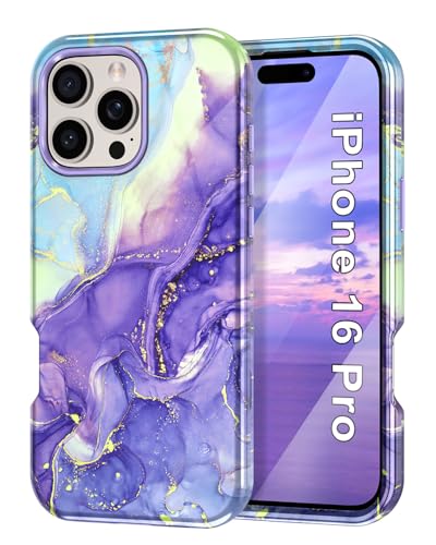 Btscase for iPhone 16 Pro Case (2024),[Military Grade Drop Tested] Marble Pattern Design Slim Rugged Shockproof Women Girls Men Protective Anti-Scratch Cover for iPhone 16 Pro, Cobalt Violet - color: Cobalt Violet, size: iPhone 16 Pro