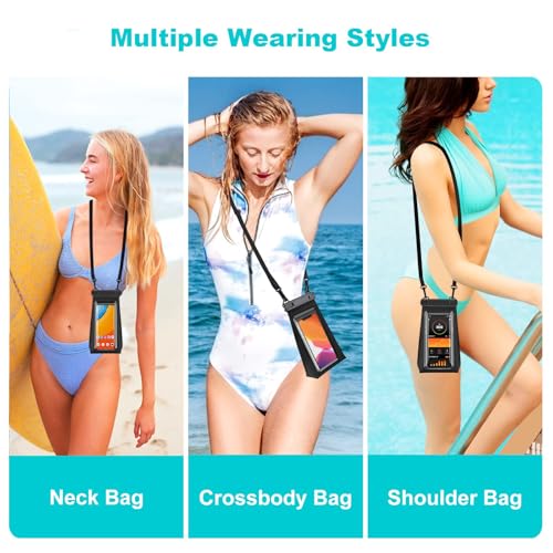 Large Capacity Waterproof Phone Pouch Floating, Waterproof Bag Case for iPhone 15 14 Pro Max 13 12 11 X XR 8 Plus Samsung Up to 6.9'', IPX8 Water Proof Phone Dry Bag for Swimming Kayaking, 1Pack - color: Black,1 Piece