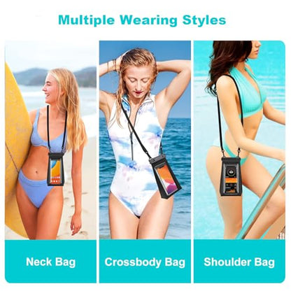 Large Capacity Waterproof Phone Pouch Floating, Waterproof Bag Case for iPhone 15 14 Pro Max 13 12 11 X XR 8 Plus Samsung Up to 6.9'', IPX8 Water Proof Phone Dry Bag for Swimming Kayaking, 1Pack - color: Black,1 Piece