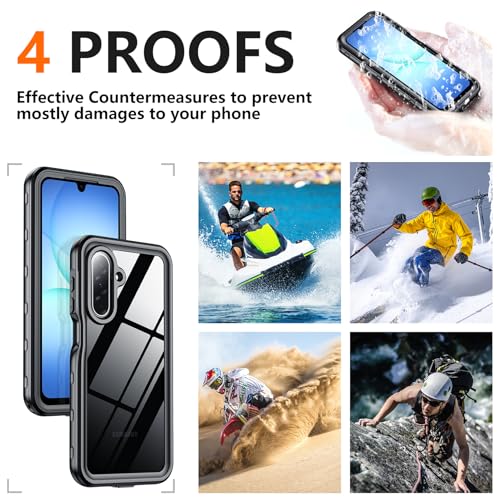 SPIDERCASE for Samsung Galaxy A17 Waterproof Case, IP68 Waterproof Case, Military-Grade Drop Protection, Full-Body Shockproof Dustproof Cover,Black - color: Black/Clear, size: Galaxy A17 6.7"