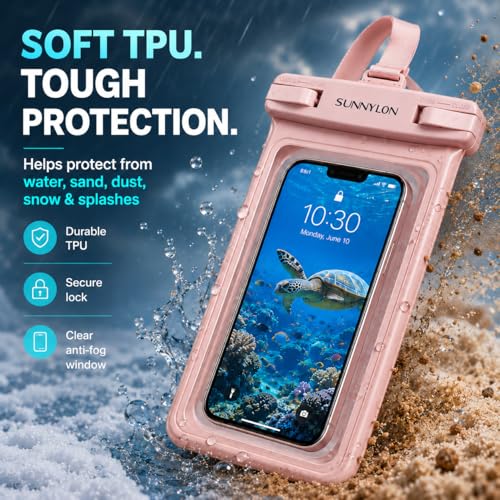 3D Waterproof Phone Pouch, IPX8 100FT Underwater Phone Case,Soft TPU Cell Phone Dry Bag with Lanyard,7 Inch Fits iPhone 17-11 Pro Max, Samsung Galaxy S26/S25/S24 Ultra, Beach Pool (1-Pack Pink) - color: 1-pack pink