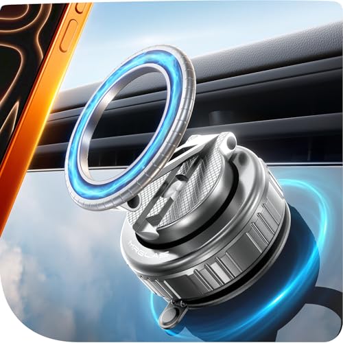Upgraded 360° Rotation Vacuum Magnetic Phone Holder Stand for iPhone 17 - color: Grey