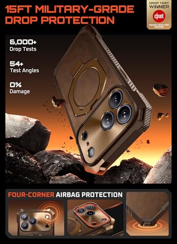 SUPCASE for iPhone 17 Pro Max Case with Built-in Kickstand, Brown | Camera Control Cover, Compatible with MagSafe, Anti-Slip Grip, Military-Grade Protection, Rugged Magnetic Phone Case, UB Grip - color: Brown, size: iPhone 17 Pro Max