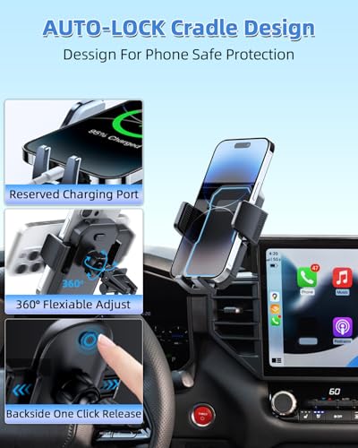 PZK Car Phone Mount for Toyota Tundra 2022-2026 /Sequoia 2023-2026 14-Inch - color: Auto Lock, size: Tundra 2022-2026/Sequoia 2023-2026 (14 inch)
