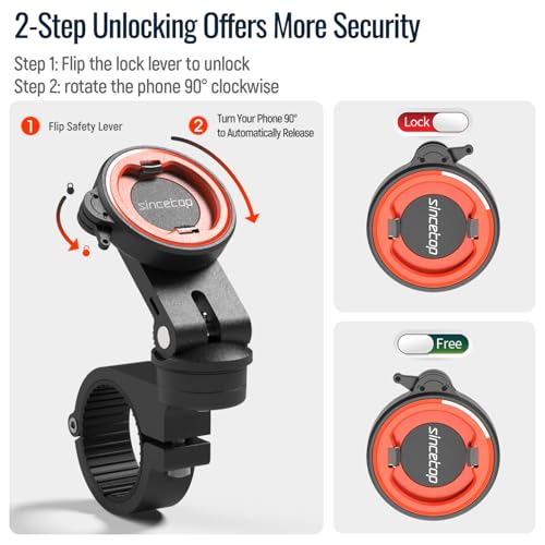 Bike Phone Mount,Motorcycle Phone Holder with Universal Adapter,Out Front Bicycle Handlebar Mount for Mountain Road EBike,Scooter,Moto,MTB,Quick Release 【Series C - 1st Gen】Angle Adjustment Edition - color: 【1st Gen】Handlebar Mount-Pro-Orange