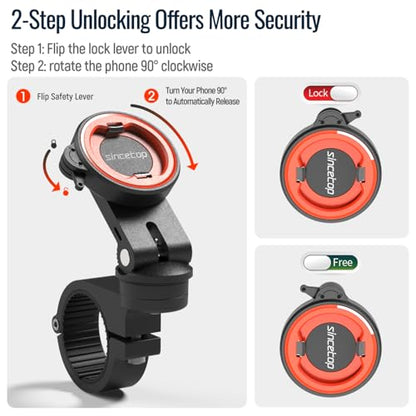 Bike Phone Mount,Motorcycle Phone Holder with Universal Adapter,Out Front Bicycle Handlebar Mount for Mountain Road EBike,Scooter,Moto,MTB,Quick Release 【Series C - 1st Gen】Angle Adjustment Edition - color: 【1st Gen】Handlebar Mount-Pro-Orange