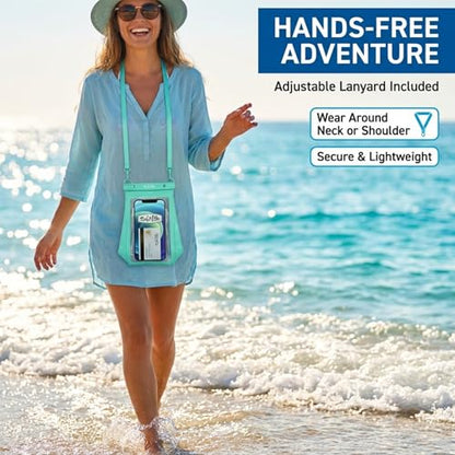Salt Life Large Waterproof Phone Pouch Bag – IPX8 100% Waterproof Protection, Extra Storage Phone Dry Bag with Touchscreen Clear Window, Secure Seal Closure & Lanyard for Beach & Water Sports - color: Black