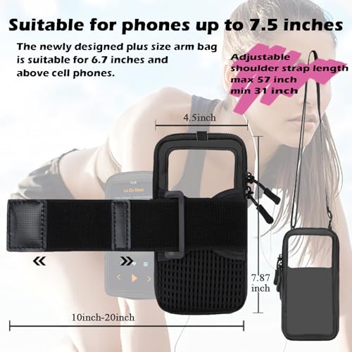 Phone Holder for Running, Walking, and Workout - Adjustable Arm Band Armband for iPhone and Cell Phones - Clear Crossbody Phone Pouch Purse with Strap for Women Men