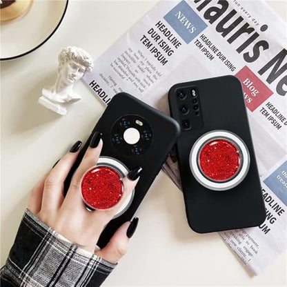 Magnetic Phone Grip Stand, Red Glitter Crystal Collapsible Expanding Holder, Cute Bling Grip for Women, Universal for Smartphones & Tablets - size: Red Glitter
